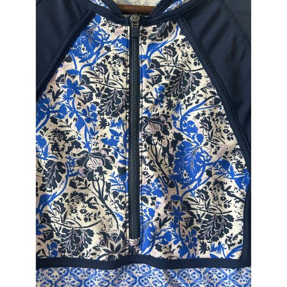 ATHLETA Blue Floral Zip UPF 50+ Indigo Shores Rashguard Women’s Size S - Picture 3 of 7